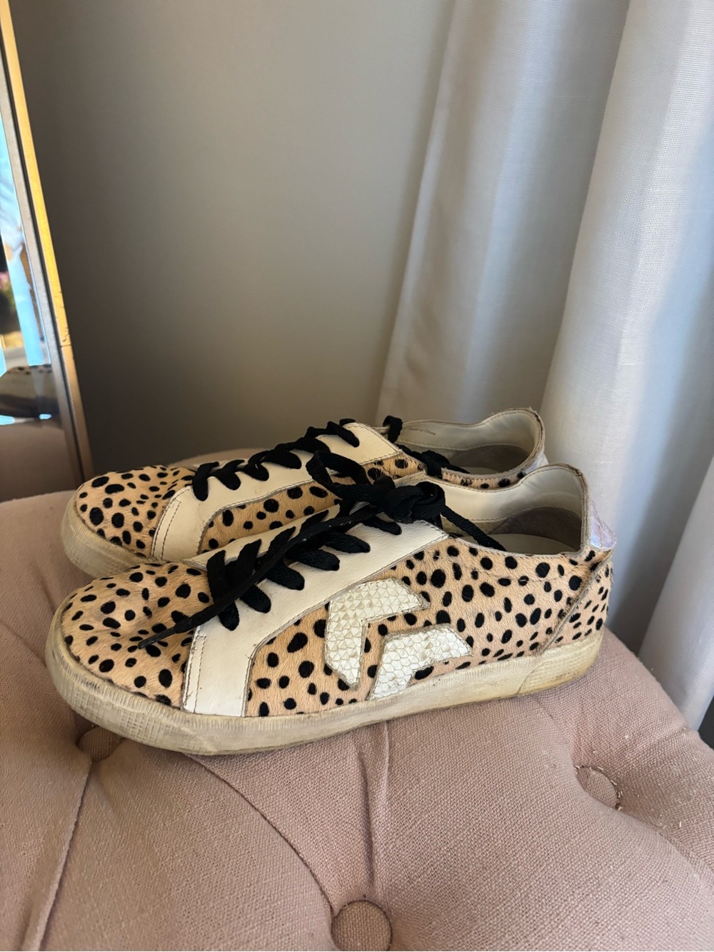 Women's Spotted Calf Hair dolce vita Sneakers - Black & Cream